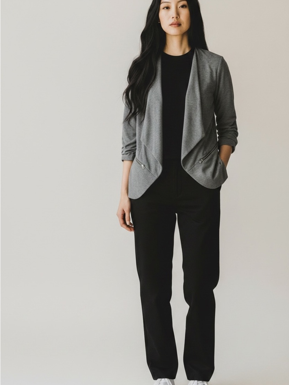 Reitamns womens Grey Open-Front Blazer Jacket size 4